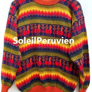 Maglione alpaca, maglione peruviano, maglione unisex, maglione alpaca peruviano, giacca peruviana, maglione peruviano, maglione alpaca, maglione boho Orange