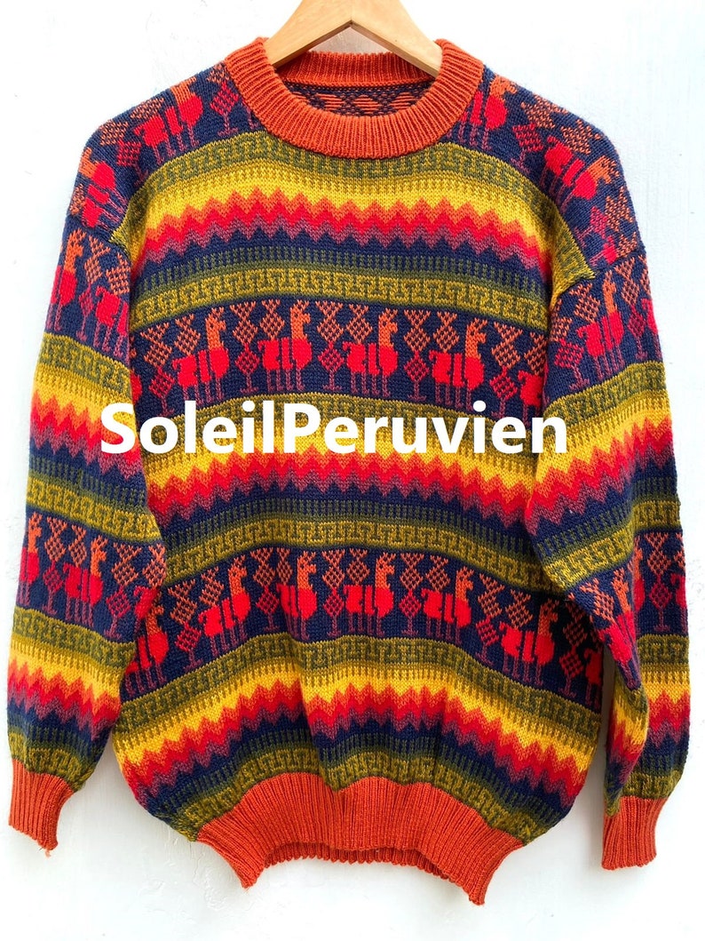 Maglione alpaca, maglione peruviano, maglione unisex, maglione alpaca peruviano, giacca peruviana, maglione peruviano, maglione alpaca, maglione boho Orange