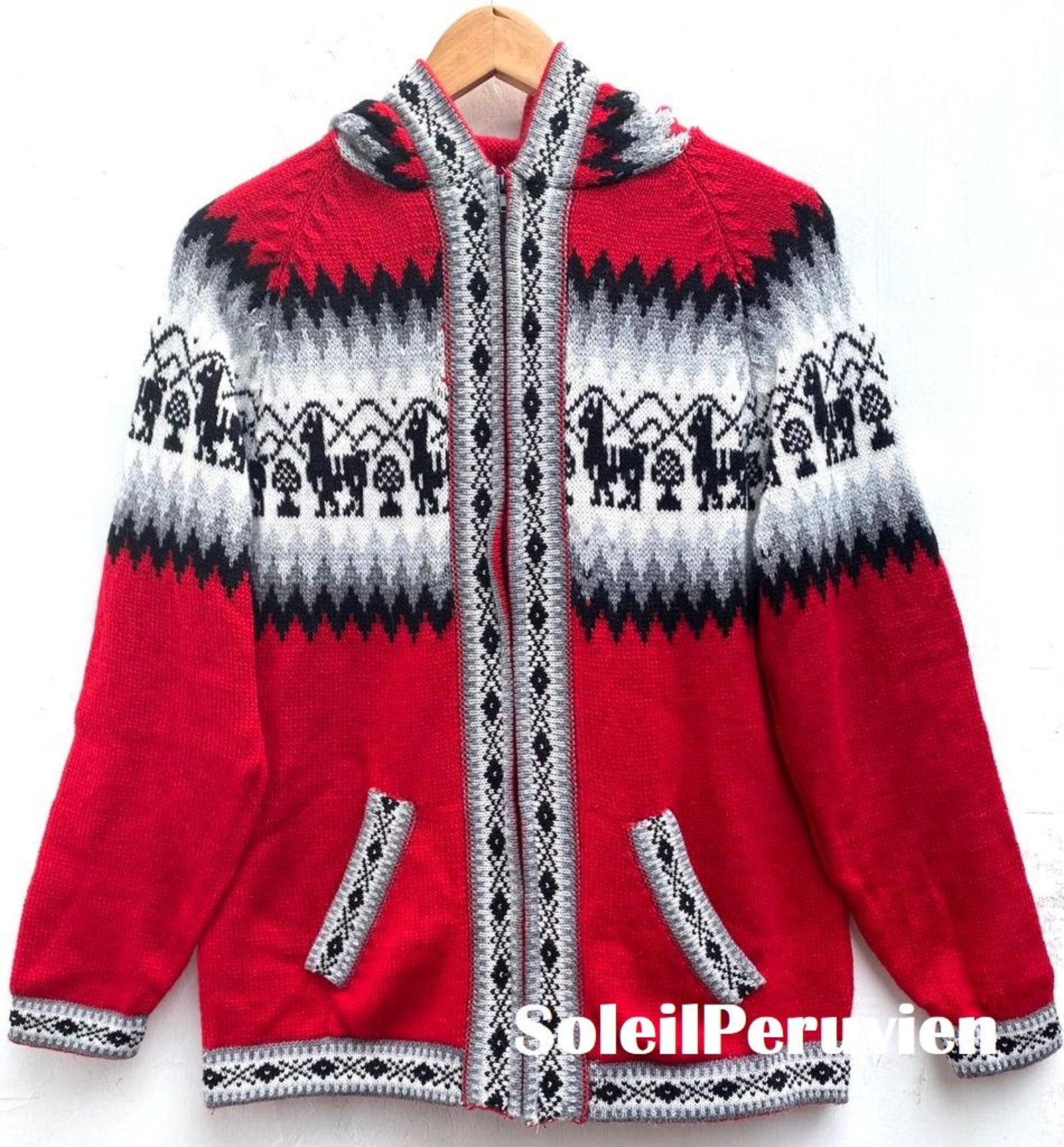 Peruvian Jacket Blue Alpaca Sweater Peruvian Sweater Unisex Sweater Peruvian Alpaca ...