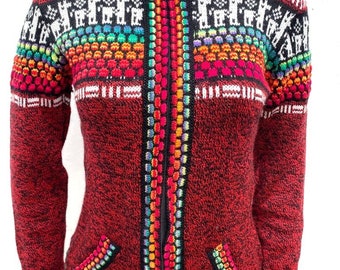 Rosso Alpaca maglione maglione peruviano maglione donna maglione peruviano alpaca giacca peruviana perù maglione alpaca maglione boho maglione