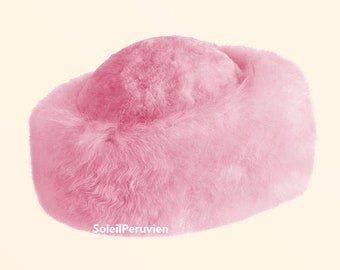 PREMIUM 100% péruvien bébé alpaga fourrure chapeau rose chapeau russe dames femme fine alpaga chapeau cosaque chapeau alpaga peluche chapeau hiver chapeau cosaque