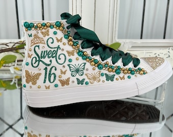 Sixteen Birthday Converse Shoes, Quinceañera Converse Shoes, Personalized Wedding Shoes, Bridal Sneakers, Sweet 16 Shoes, Mis XV años