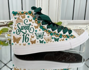 Sixteen Birthday Converse Shoes, Quinceañera Converse Shoes, Personalized Wedding Shoes, Bridal Sneakers, Sweet 16 Shoes, Mis XV años