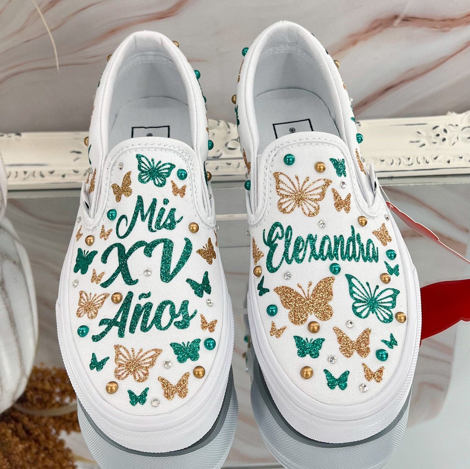 Butterfly Quinceañera Vans Shoes: Personalized Birthday Sneakers