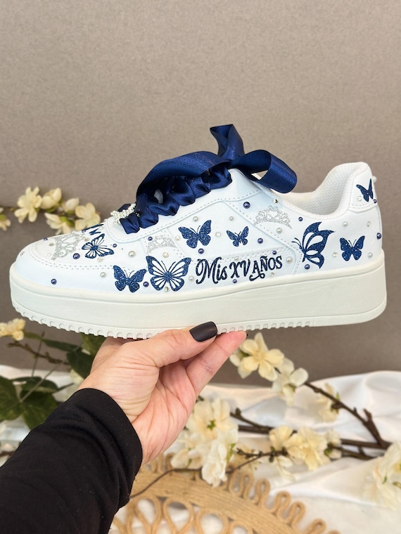 Personalized Crystal Bridal Sneakers: Quinceañera Sweet 16 Birthday Shoes