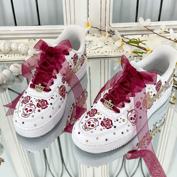 Burgundy Quinceanera Sneakers Custom Shoes for Sweet Sixteen Nike Custom Air Force 1 Etsy