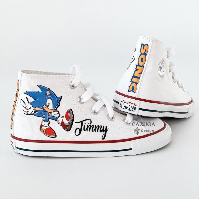 High Tops Custom kids shoes Sonic Converse Kids Infant Toddler Personalized Sneakers Schoenen Jongensschoenen Sneakers & Sportschoenen Boys Shoes Sonic Personalized kids shoes 