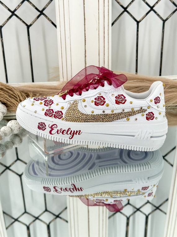 Flowers Style Burgundy Custom Quince Shoes Quincea era Zapatillas