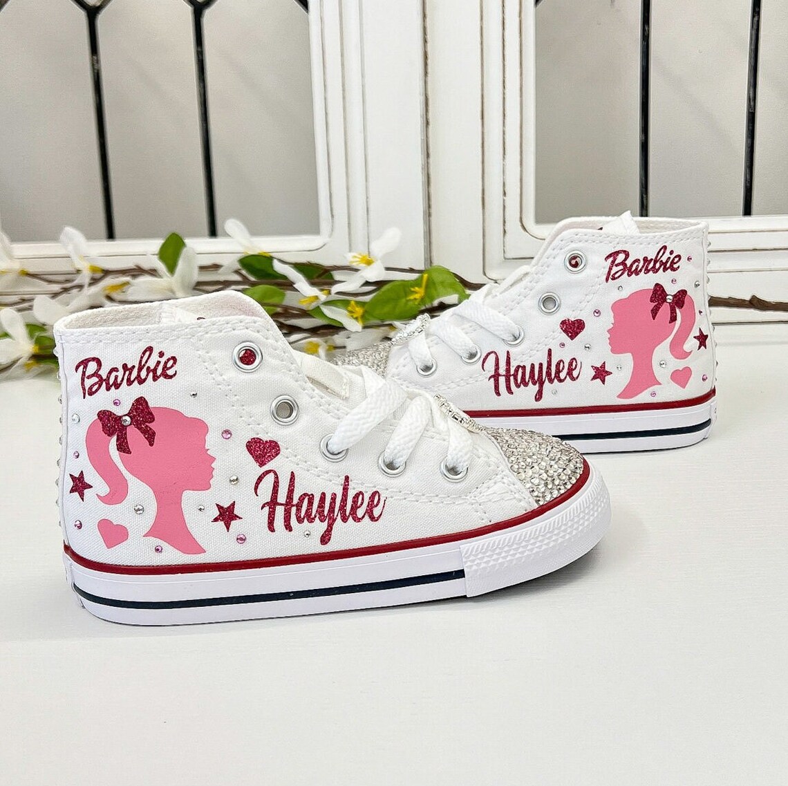 Barbie Converse High Top Sneakers Personalized Name Glitter - Etsy
