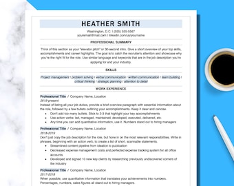 Resume template for Word, Google Docs | Professional, modern resume template | ATS resume template - DIGITAL DOWNLOAD