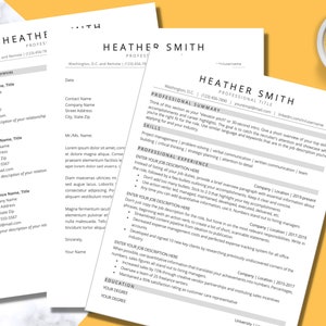 ATS resume template for Word, Google Docs with cover letter, references | Professional resume template | Modern resume template