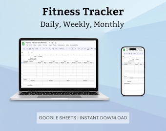 Fitness template | Fitness tracker and planner | Digital workout planner for Google Sheets