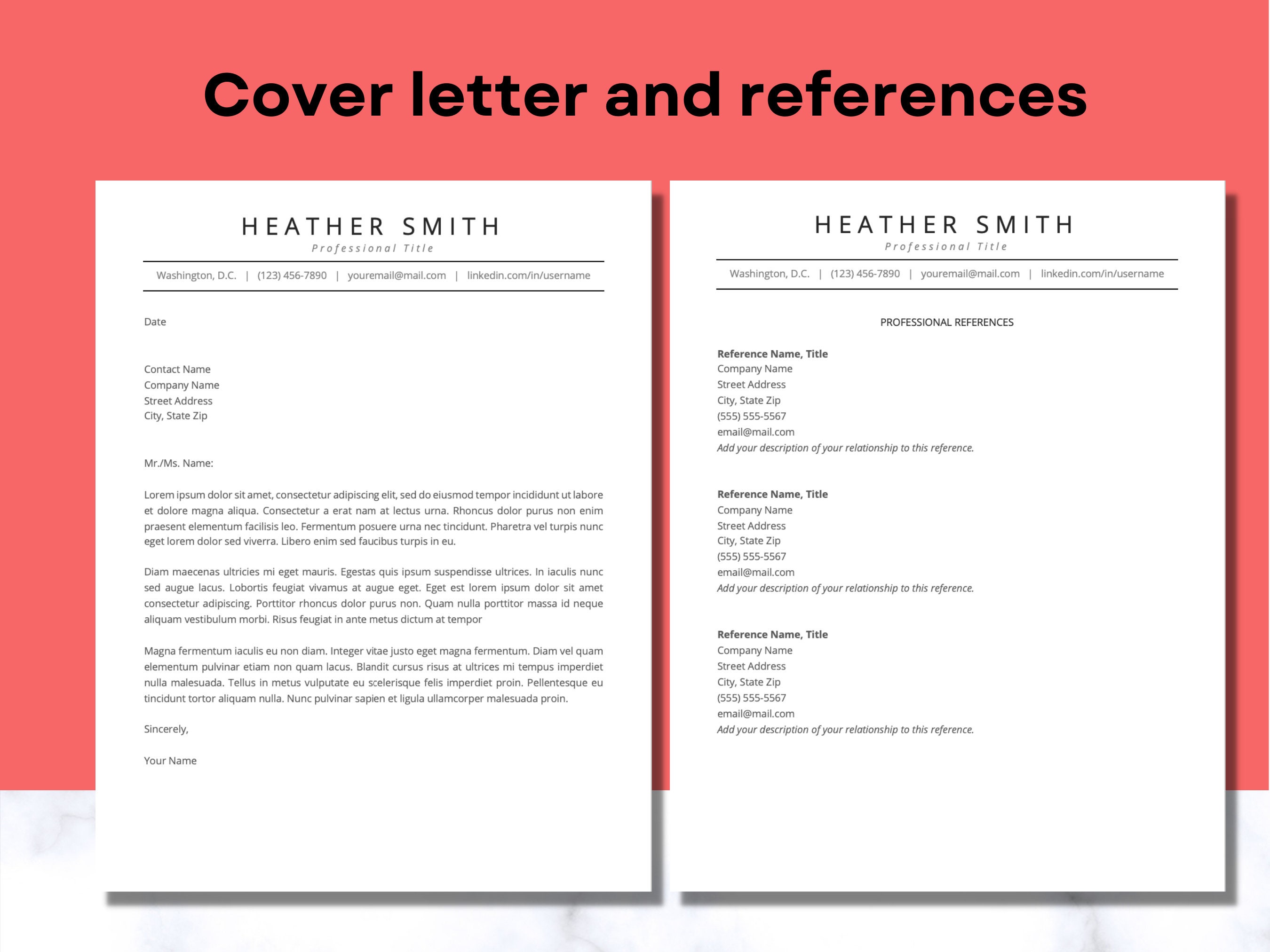 Modern Resume Template for Word, Google Docs With Cover Letter ...