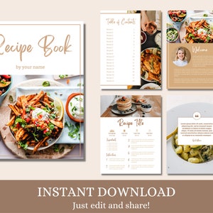 Recipe Ebook Template for Canva, Cookbook Canva Template, Recipe Magazine, Food Blogger, Food Magazine Template