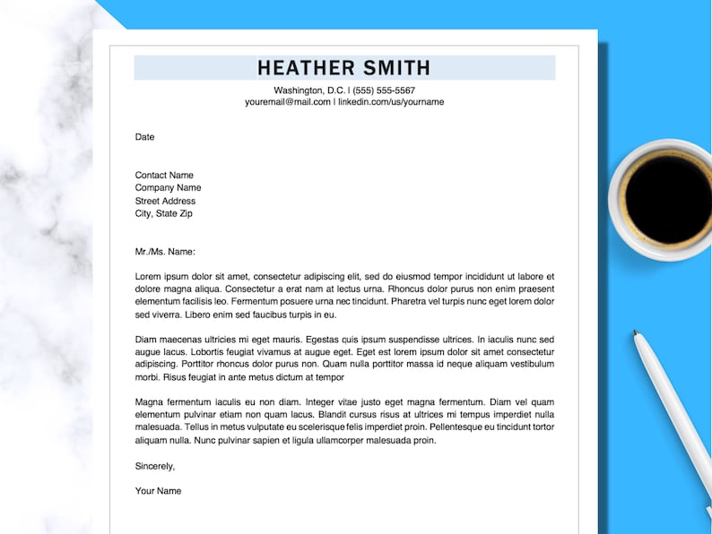 Business Letter Template for Word, Google Docs Modern Cover Letter