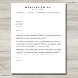 Plantilla de carta de presentación profesional y minimalista: plantilla de DESCARGA DIGITAL para Word, Google Docs / Clean & Modern