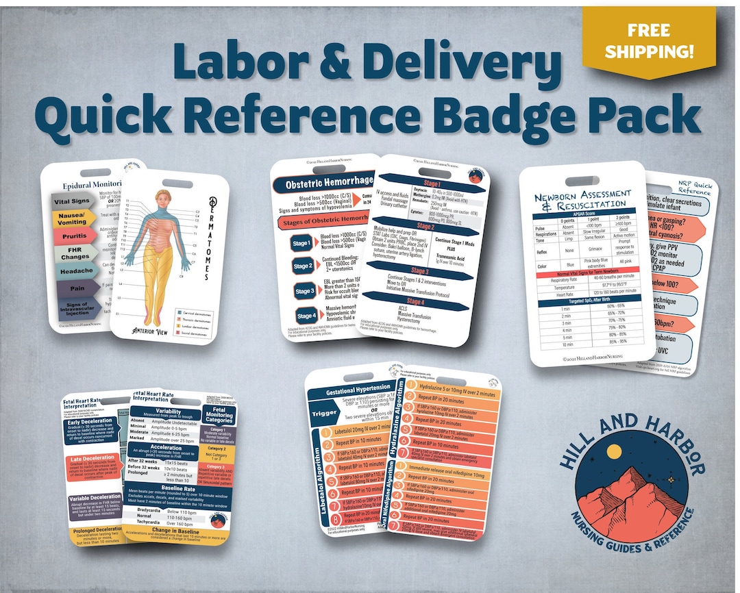 Labor and Delivery Quick Reference Badge Pack Epidural, Hemorrhage