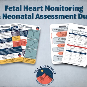 Labor and Delivery Best Seller Duo - Fetal Heart Monitoring & Newborn Assessment Badge Cards