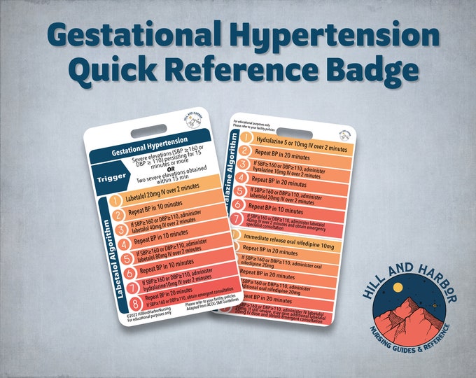 Gestational Hypertension Quick Reference Badge