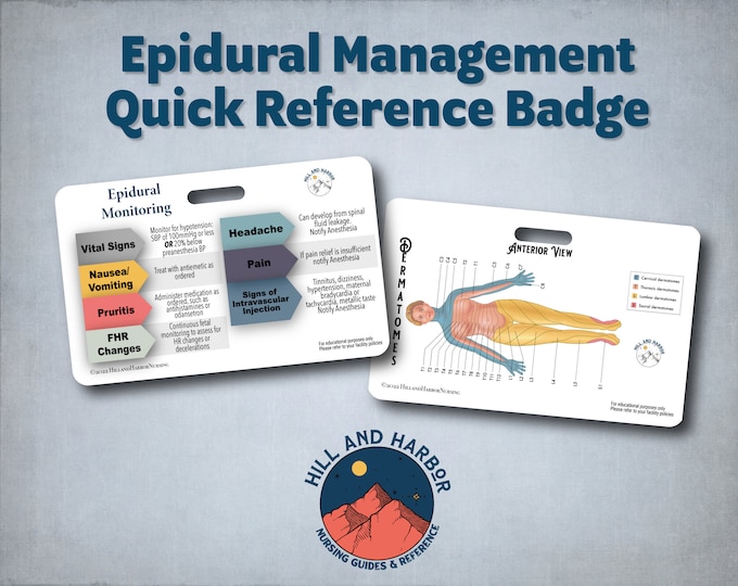 Epidural Monitoring Quick Reference Badge