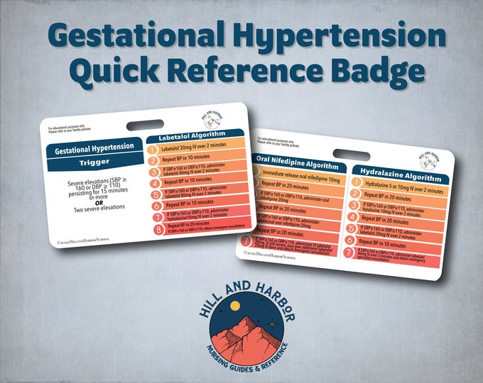 Gestational Hypertension Quick Reference Badge
