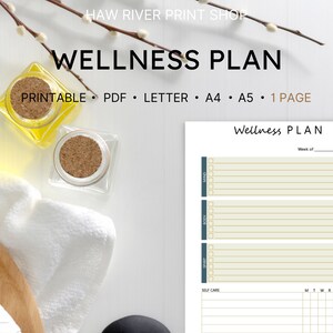 Wellness Planner, Self Care Planner, Printable, Instant Download, Printable PDF, US Letter, A4, A5