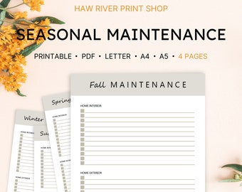 Seasonal Maintenance, Seasonal Cleaning, Printable, Instant Download, Printable PDF, US Letter, A4, A5