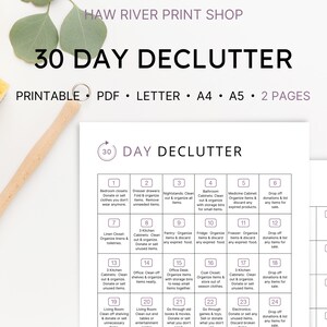 30 Day Declutter Challenge, Printable, Instant Download, Printable PDF ...