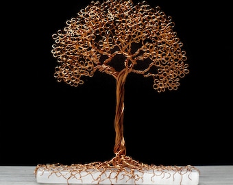 Large Copper Wire Bonsai The Oak Tree on Selenite Crystal