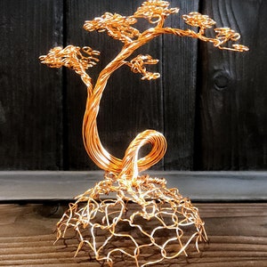 Cascade Bonsai Handmade Copper Wire Tree Sculpture - Medium