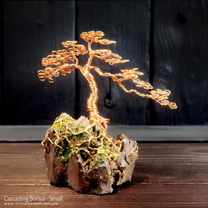 Cascade Bonsai Wire Tree on Stone Friendship Love Gift Artificial Bonsai Sculpture Rustic Boho Home Decor Personalized Customized