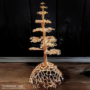 Handmade Copper Wire True North Redwood Cedar Tree - Large