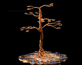 Small Copper Wire and Grey Agate Crystal Jewelry Earring Tree