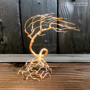 Windswept Bonsai Tree Handmade Copper Sculpture Boho Minimalistic Original Artwork Minimalistic Decor - Small