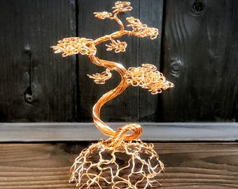 Bonsai Tree Handmade Copper Wire Sculpture - Medium