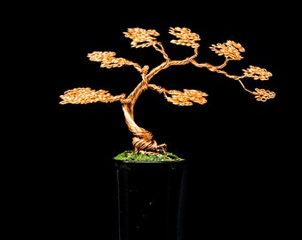 Handmade Copper Wire Bonsai Tree in Ceramic Pot