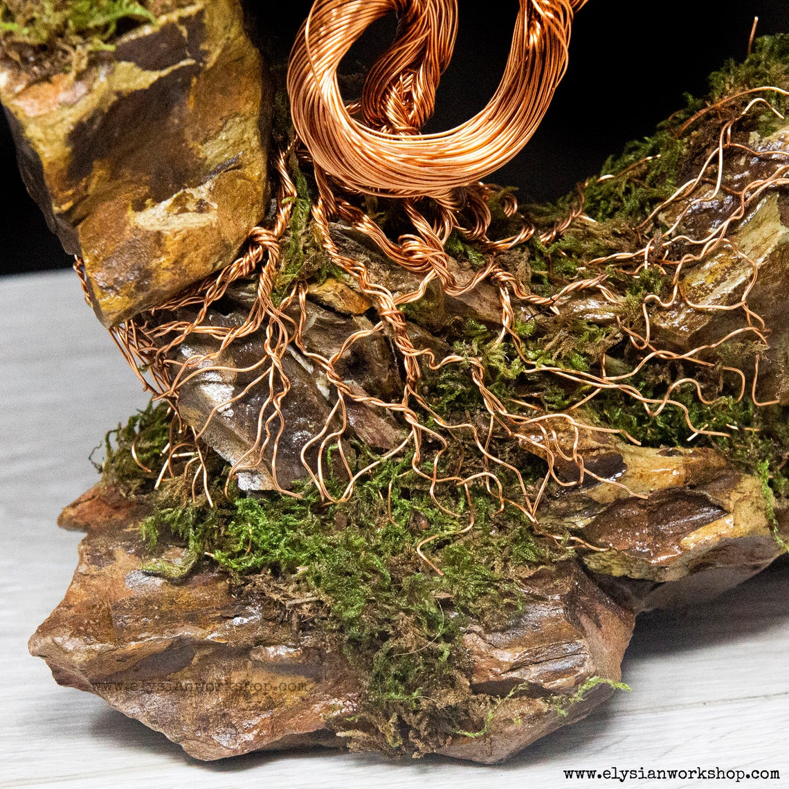 Crescent Moon Copper Wire Bonsai Tree on Ohko Dragon Stone Etsy