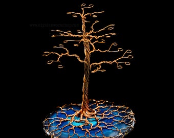 Medium Copper Wire and Agate Crystal Jewelry Earring Tree
