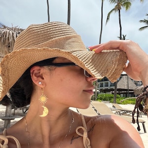 Ziva” earrings | Handmade jewelry | Dangle earrings | sun and moon earrings | sun dangle earrings | moon dangle earrings |