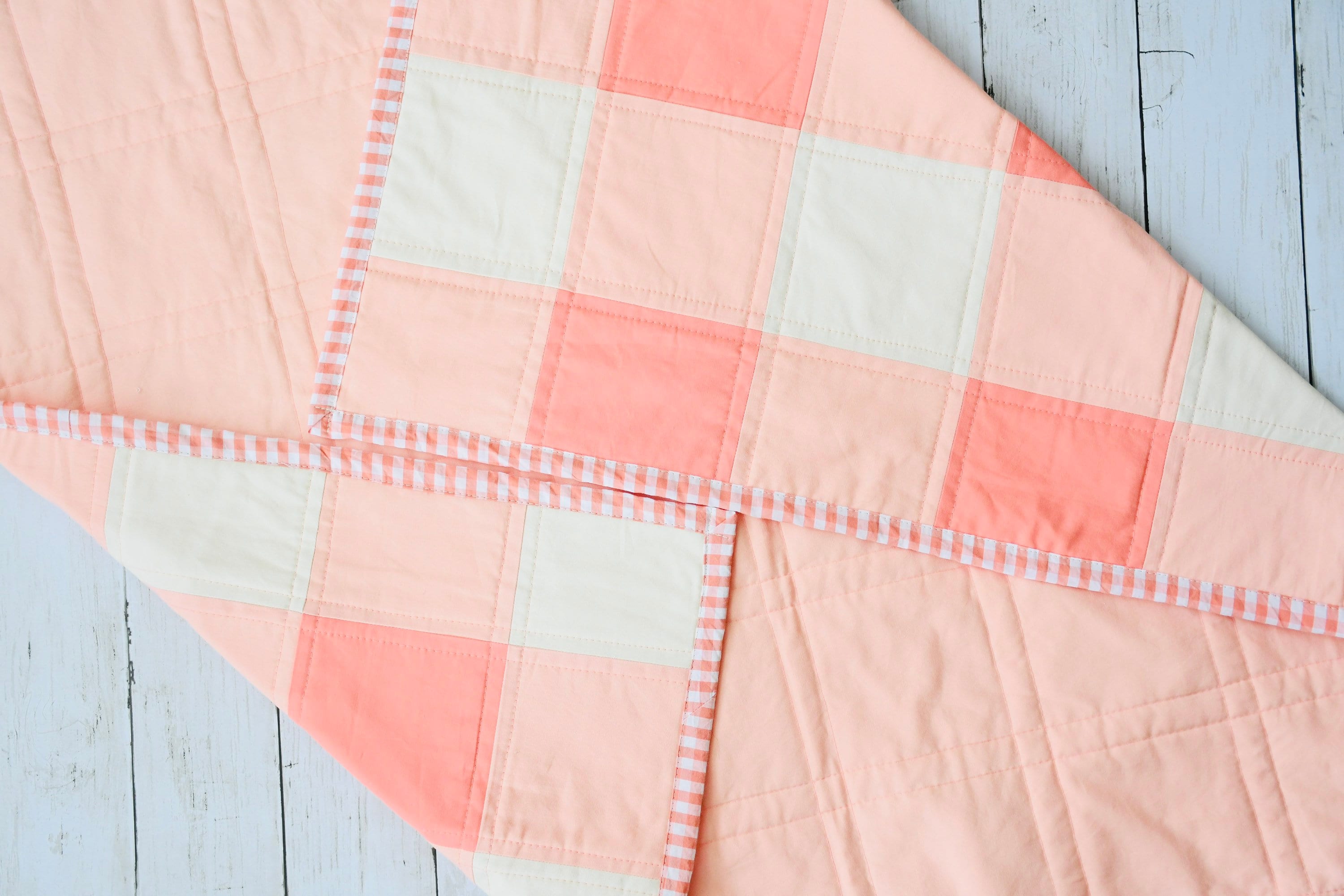 Handmade Baby Quilt, Baby Girl Quilt, Gingham Baby Quilt, Cotton Baby