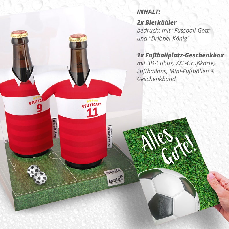 Beer cooler for VfB Stuttgart fans as a gift set, football gift for the man, friend, father, grandpa souvenirs for the garden party image 3