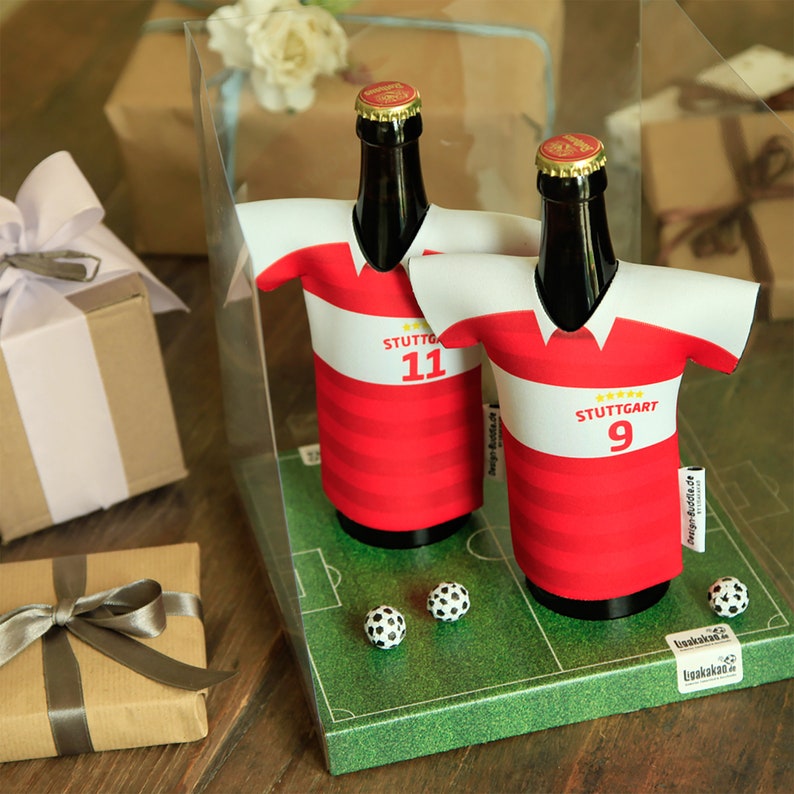 Beer cooler for VfB Stuttgart fans as a gift set, football gift for the man, friend, father, grandpa souvenirs for the garden party image 1