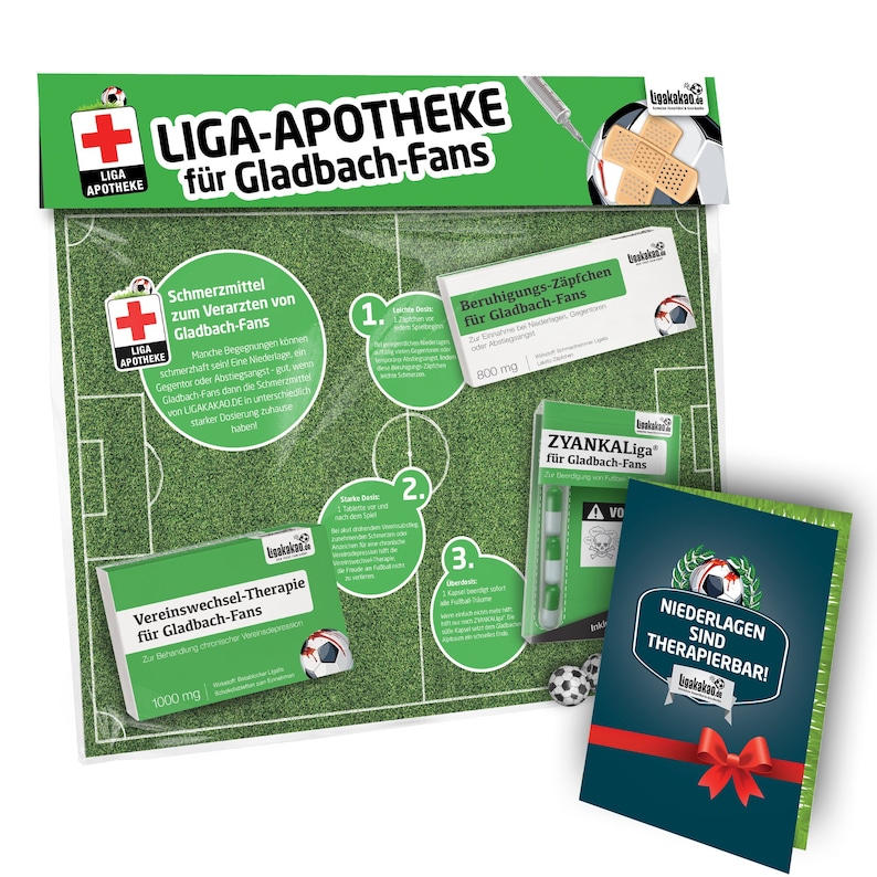 Liga-Apotheke für Gladbach-Fans Witziges Geschenk für Borussia Mönchengladbach-Fans Fanartikel Geschenkidee Mann Fußball Lustig Geburtstag Liga-Apotheke