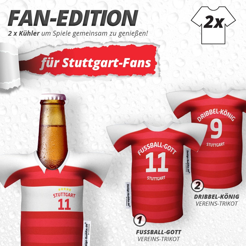 Beer cooler for VfB Stuttgart fans as a gift set, football gift for the man, friend, father, grandpa souvenirs for the garden party image 2