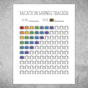 Vacation Savings Tracker - Letter Size - PDF Digital Download - Money Savings Challenge