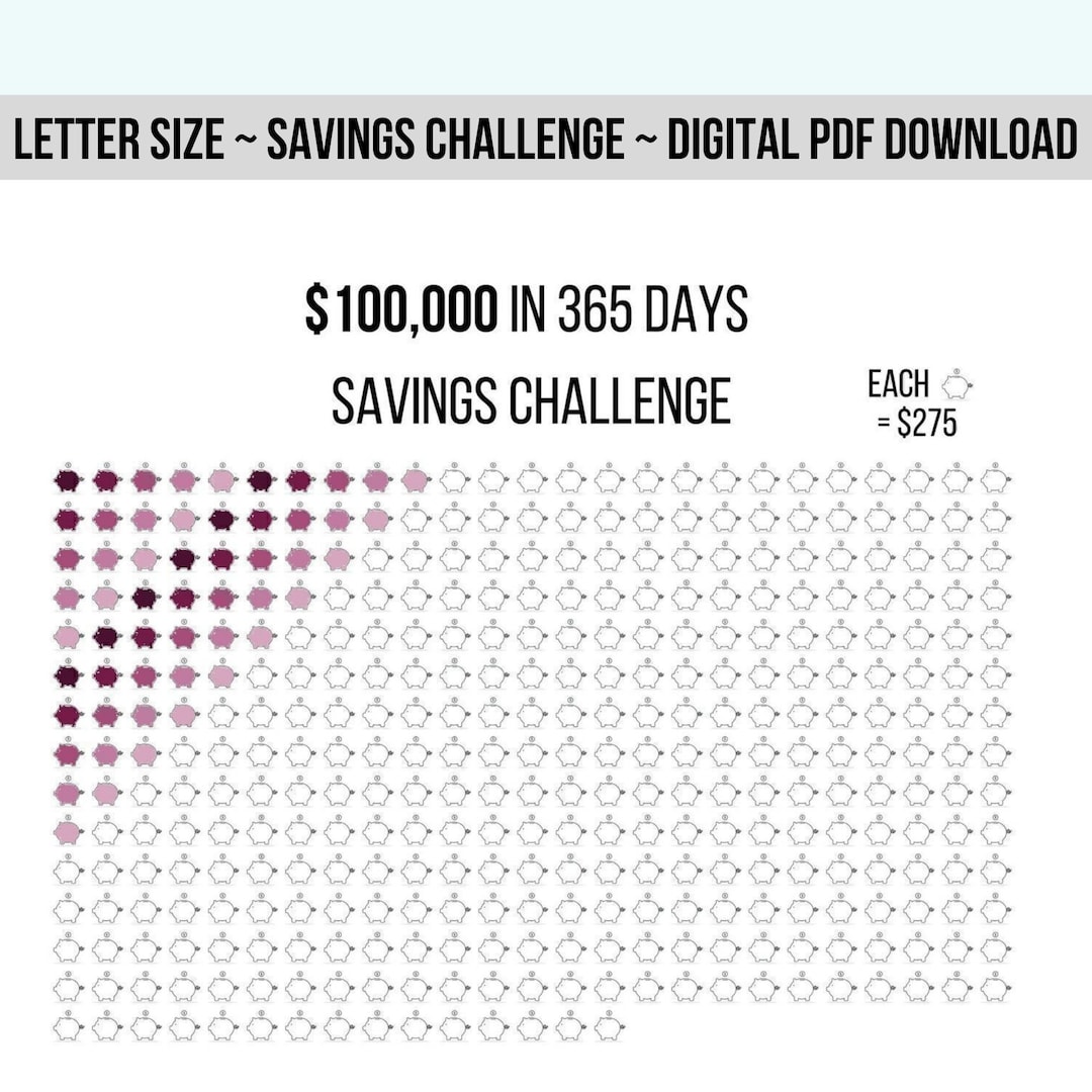 100,000 in 365 Days Challenge - Cash Savings Challenge - Etsy 100,000 in 365 Days Challenge - Cash Savings Challenge - Etsy