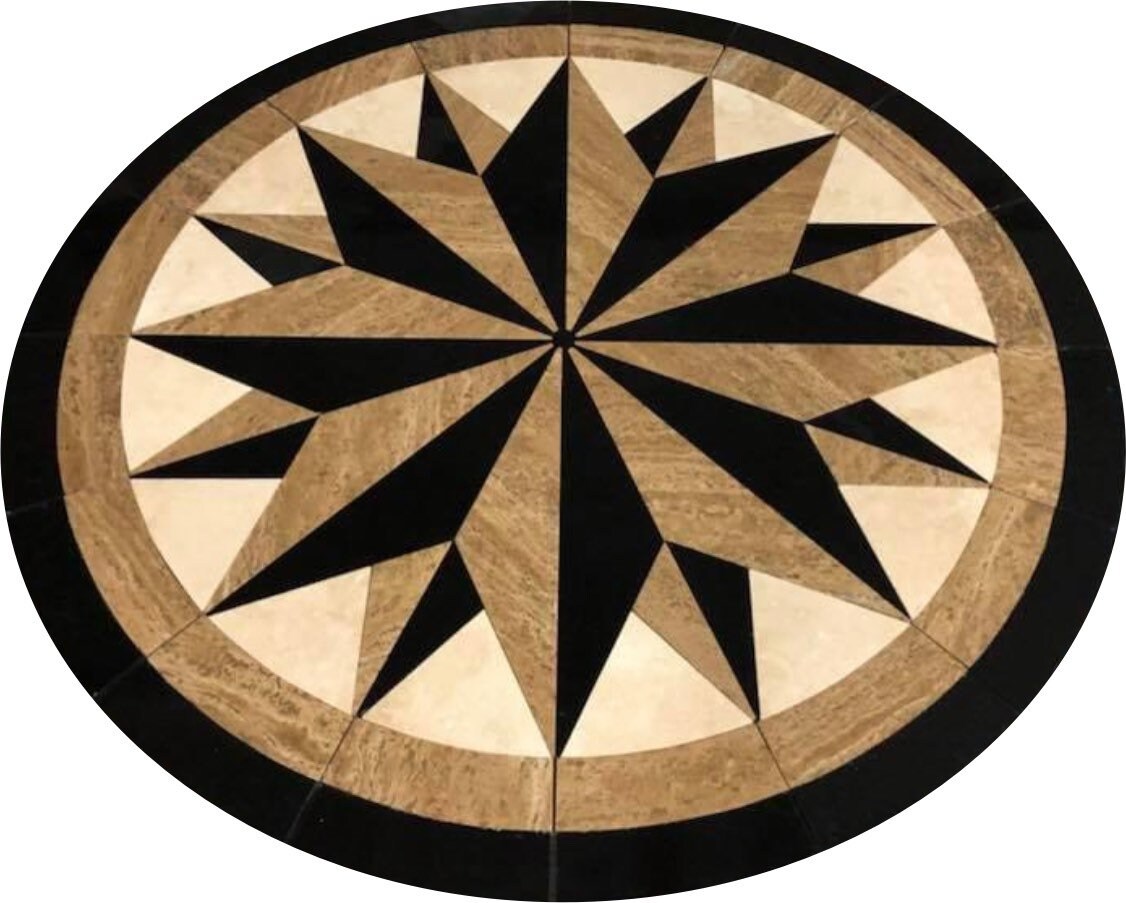 wood inlay floor medallions