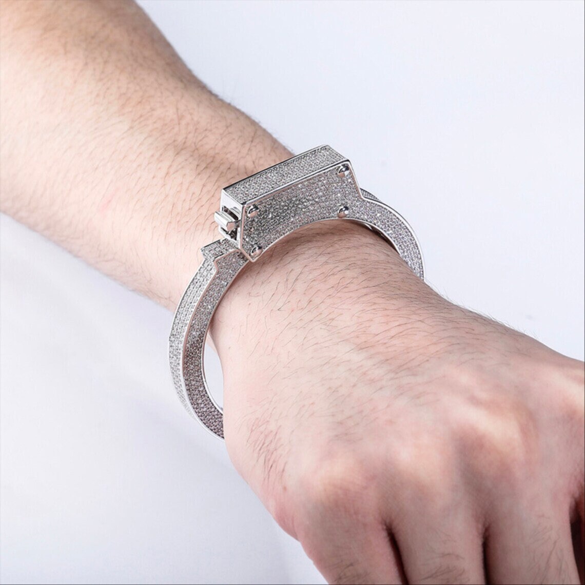Silver tone oxidised broad handcrafted free size Handcuff bracelet