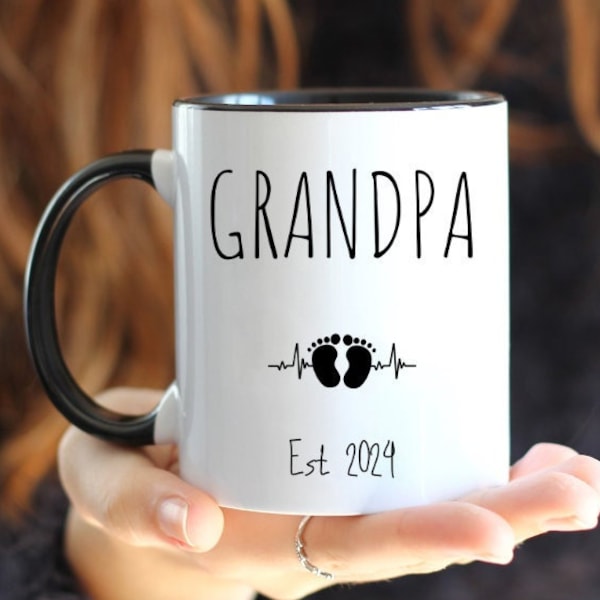 Grandpa Est 2024 Mug, Pregnancy Announcement Gift, New Grandpa to Be Mug, Future Grandpa, First Time Grandpa, Soon to Be Grandpa, Baby Feet