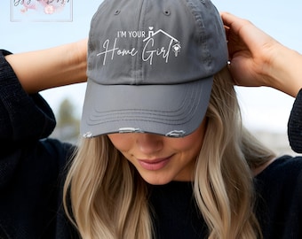 Gorra de agente inmobiliaria Home Girl con efecto desgastado, Soy tu agente inmobiliaria Home Girl, Agente inmobiliaria, Lindo regalo para agente inmobiliario, Vendido por agente inmobiliario, Administrador de propiedades